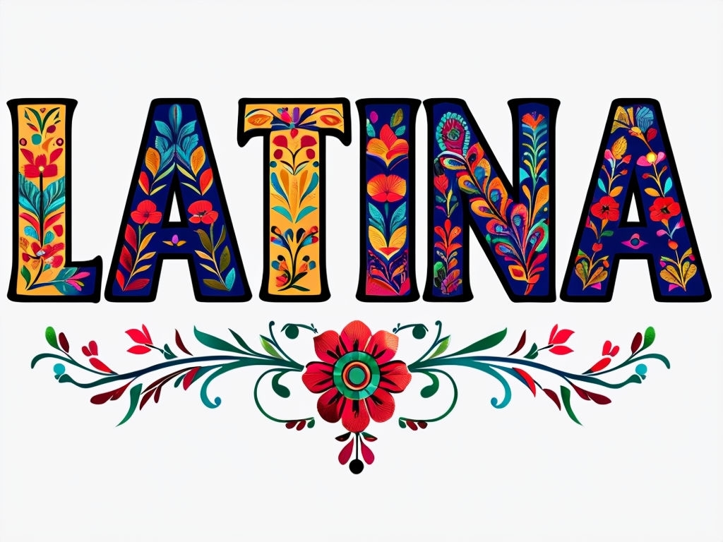 Vibrant Floral 'LATINA' Design Celebrating Cultural Pride Art