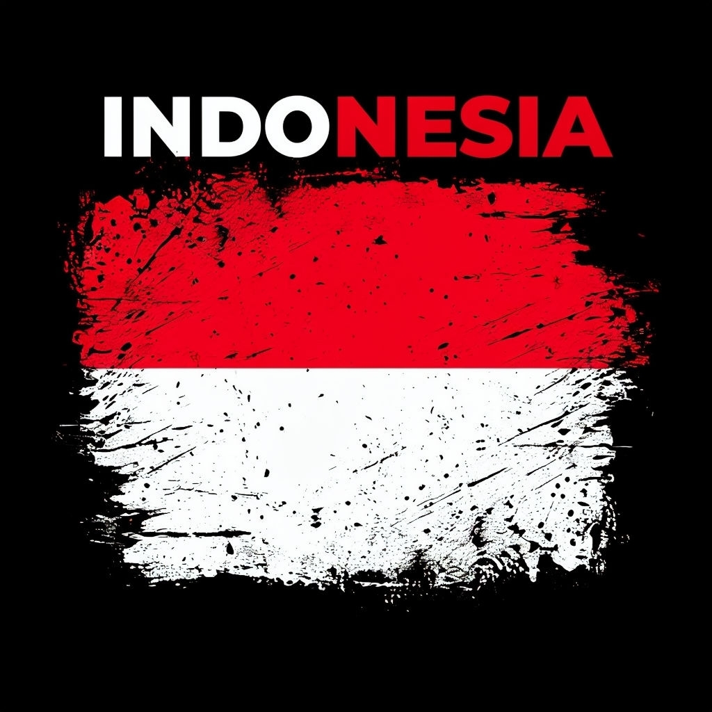 Distressed Indonesian Flag Design with Bold Typography T-Shirt