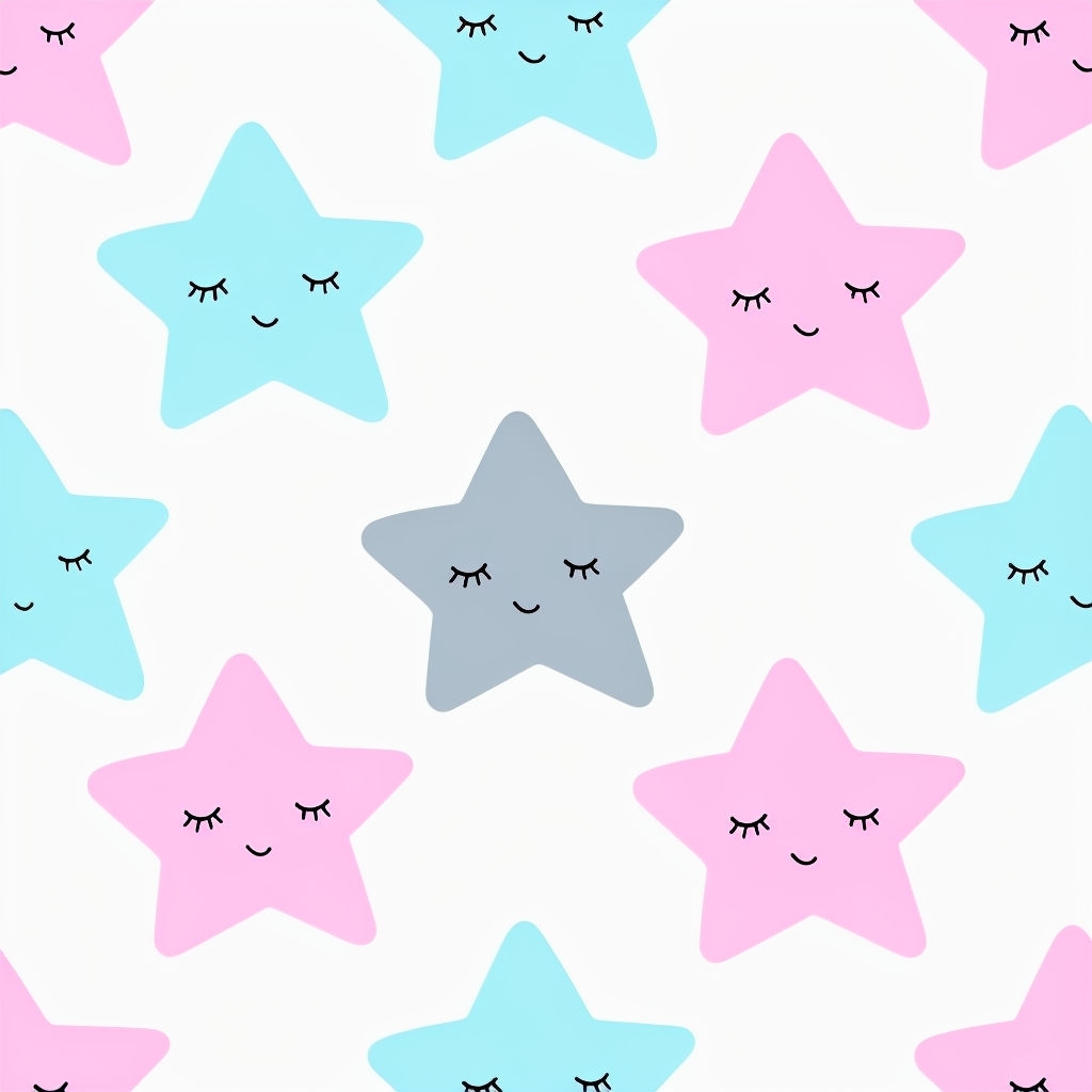 Pastel Sleepy Stars Pattern for Dreamy Baby Room Decor Seamless Pattern