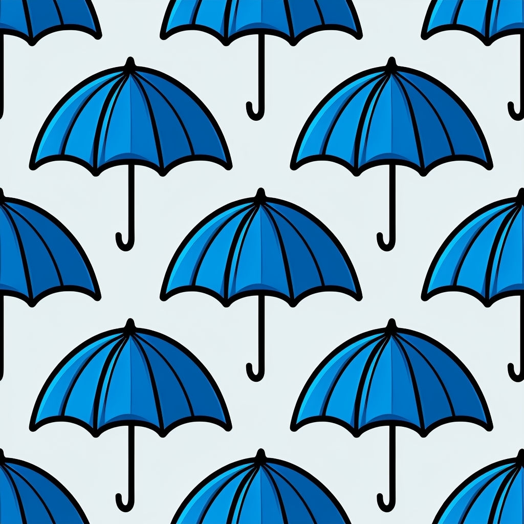 Symmetrical Blue Umbrella Seamless Pattern for Design Projects