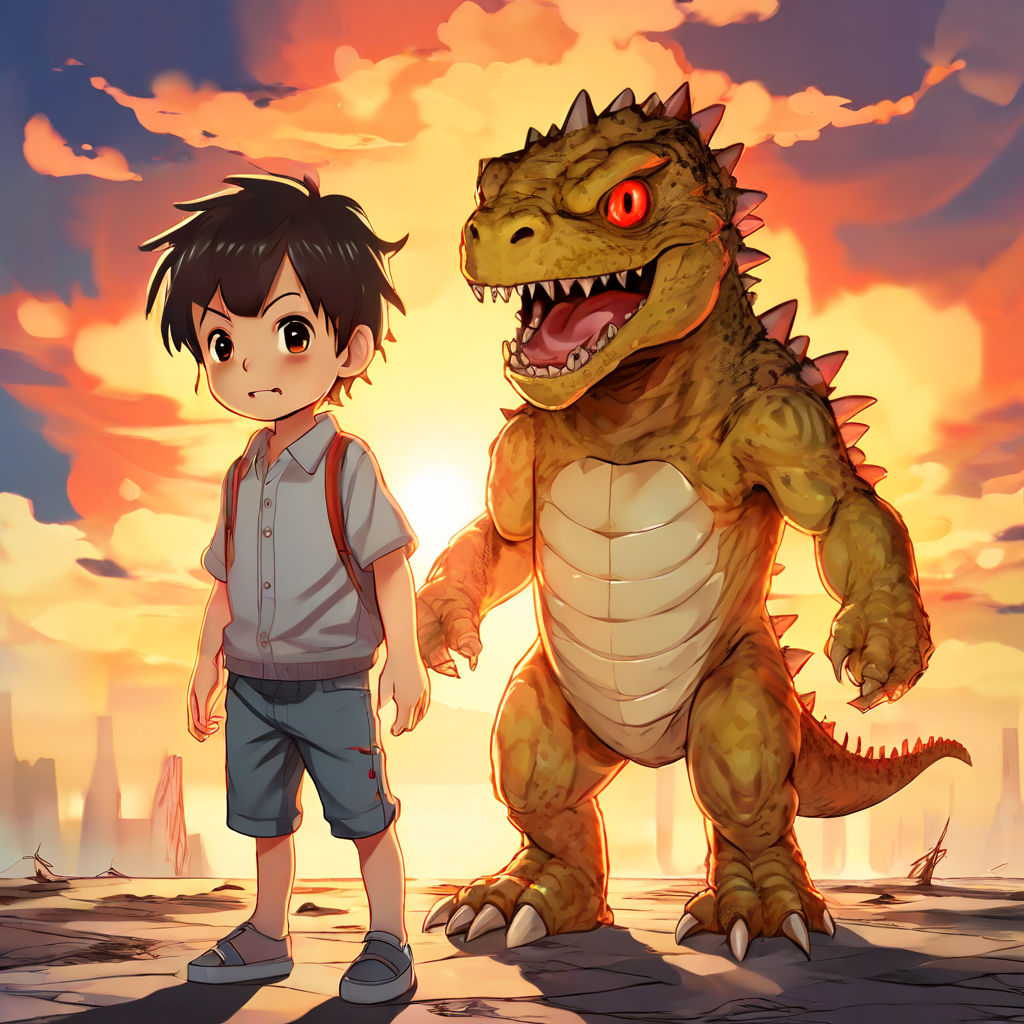 Create two image of the main character of anime kaiju no. 8 ... by ...