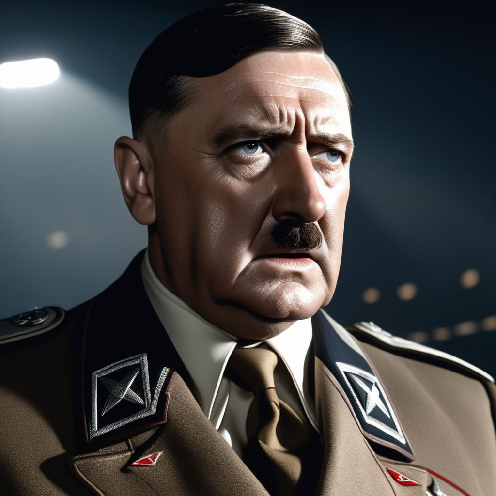 Cinematic 4k ultra-realistic photo of Adolf Hitler crying an... by ...