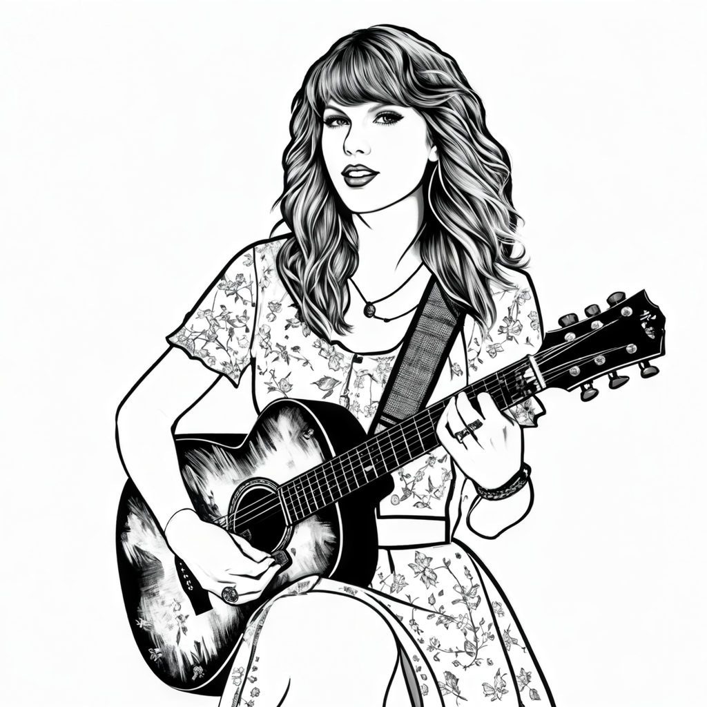 Taylor Swift eras tour concert-themed coloring page by Blueaxolotlus ...