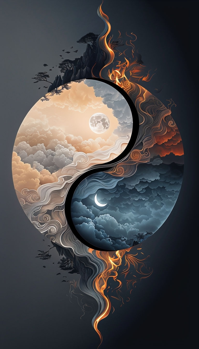 Surreal Day and Night Yin-Yang Symbol Artwork Phone Case Cover