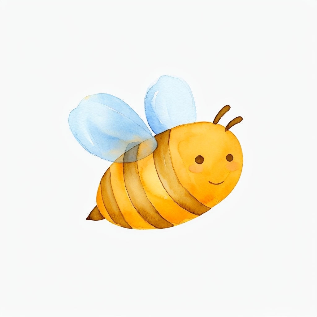 Cute Watercolor Happy Bee Character Illustration Sticker