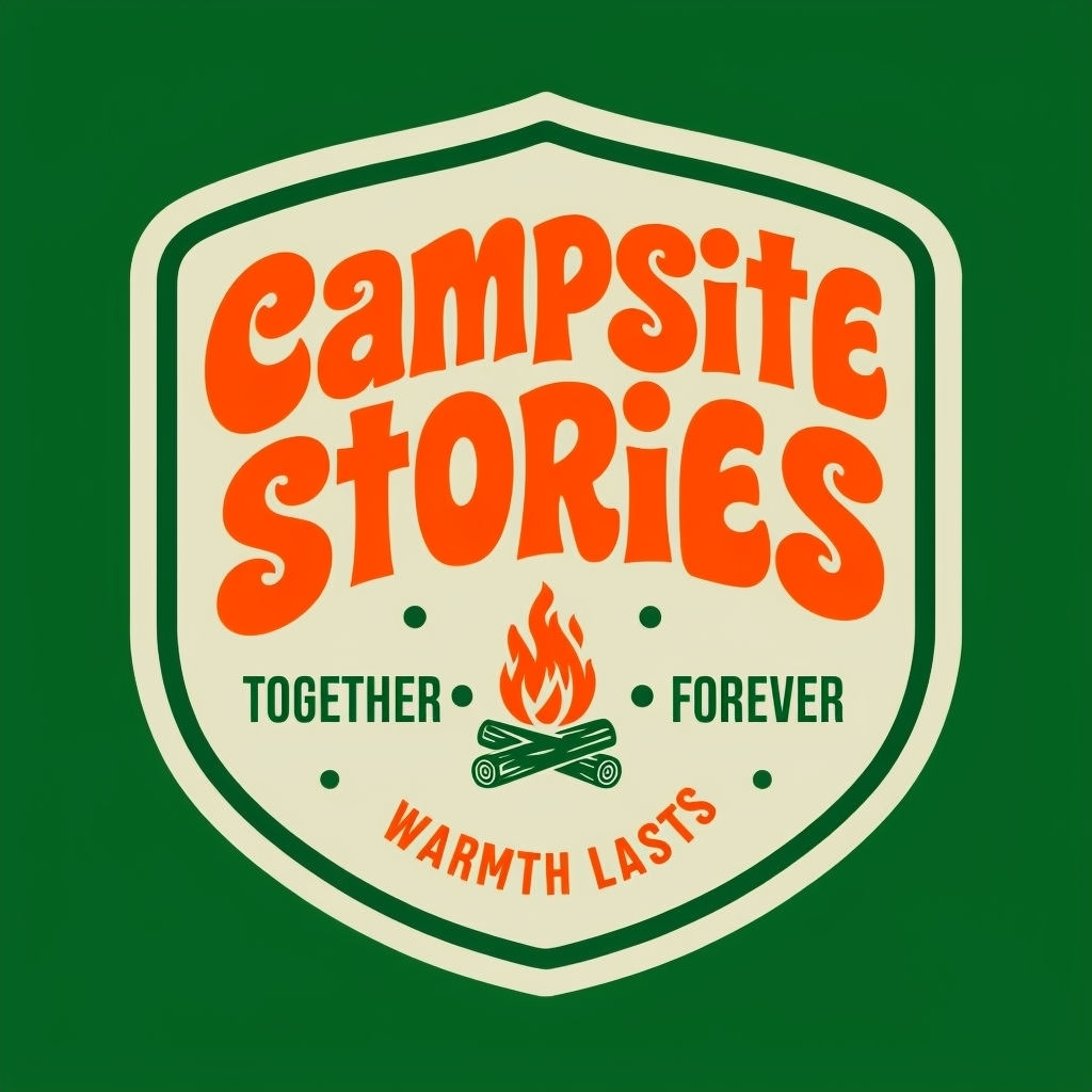 Vintage Campsite Stories Retro Logo Design for Hats