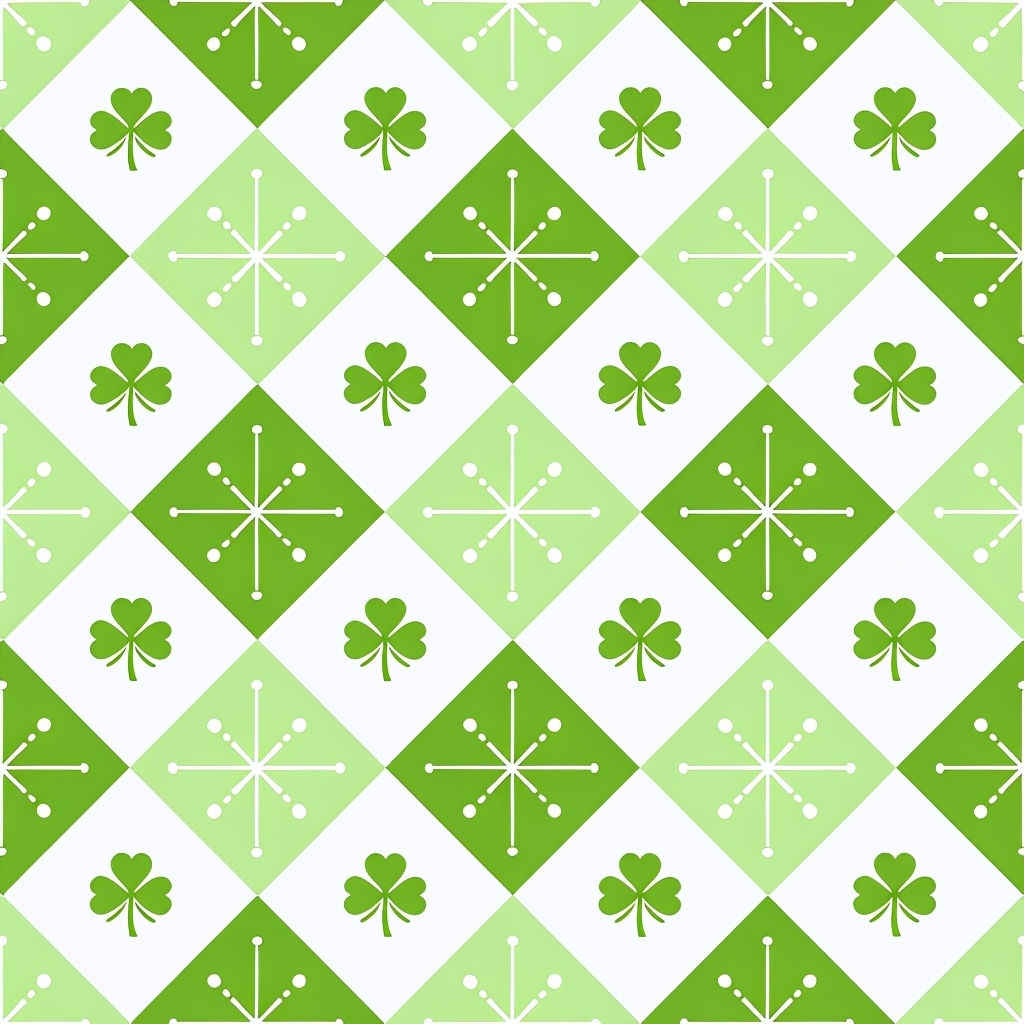 Charming Green Shamrock Diamond Pattern Design Seamless Pattern