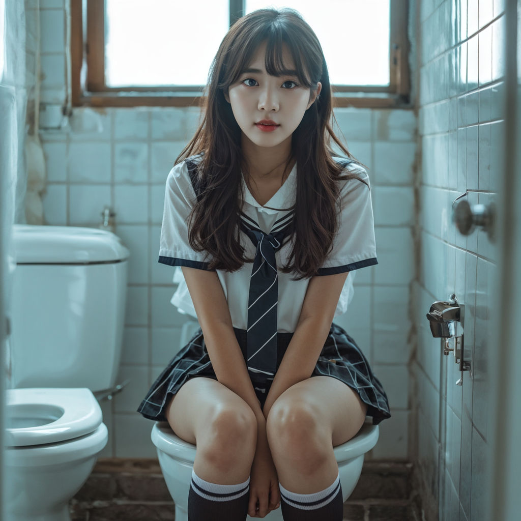 anime girl gets out of the toilet