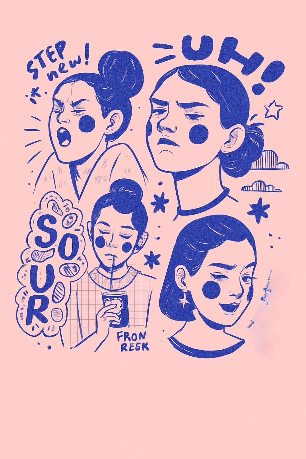 Playful Cartoon Faces with Dynamic Expressions T-Shirt