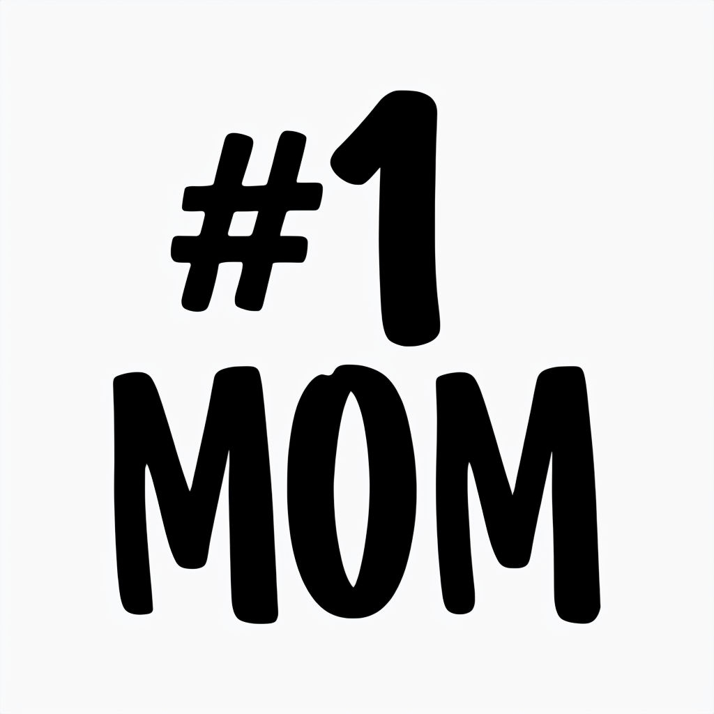 #1 Mom Bold Text Illustration Mug