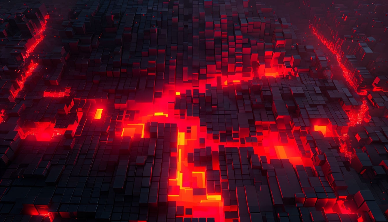 Futuristic Neon Red Abstract Landscape Virtual Background