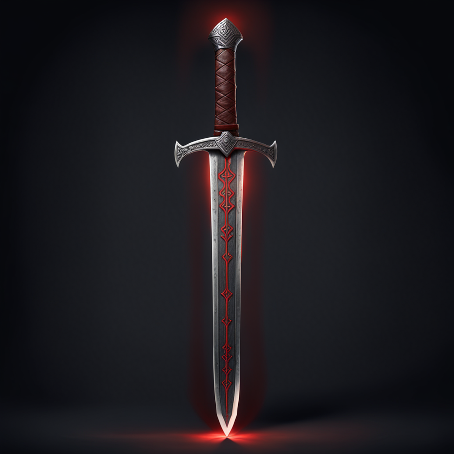 A medieval dwarf two-handed greatsword with red glowing dwar... by ...