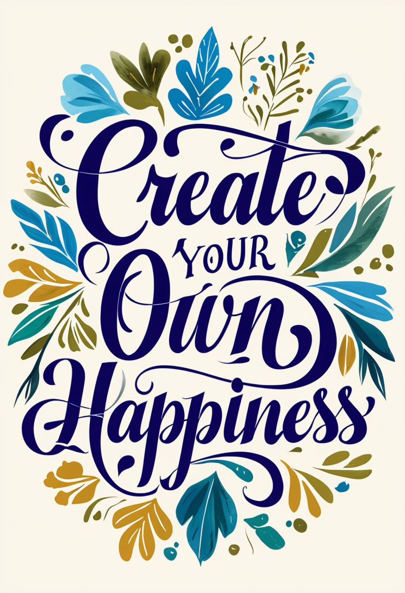 Create Your Own Happiness Calligraphic Art Poster