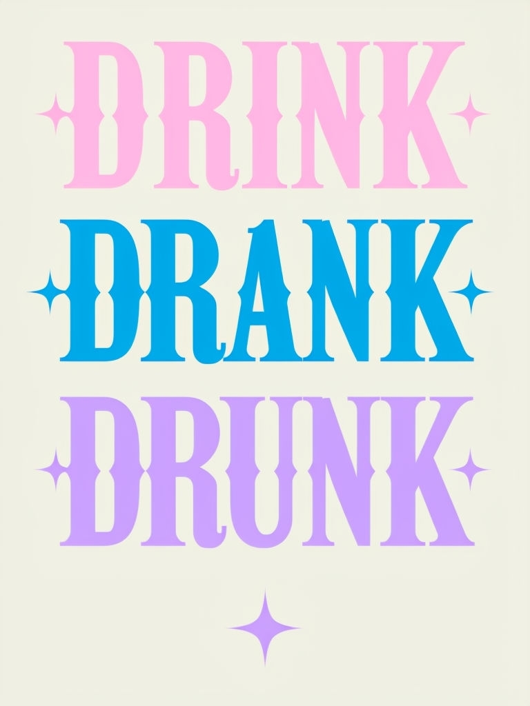 Playful Bold Drink Drank Drunk Typography T-Shirt