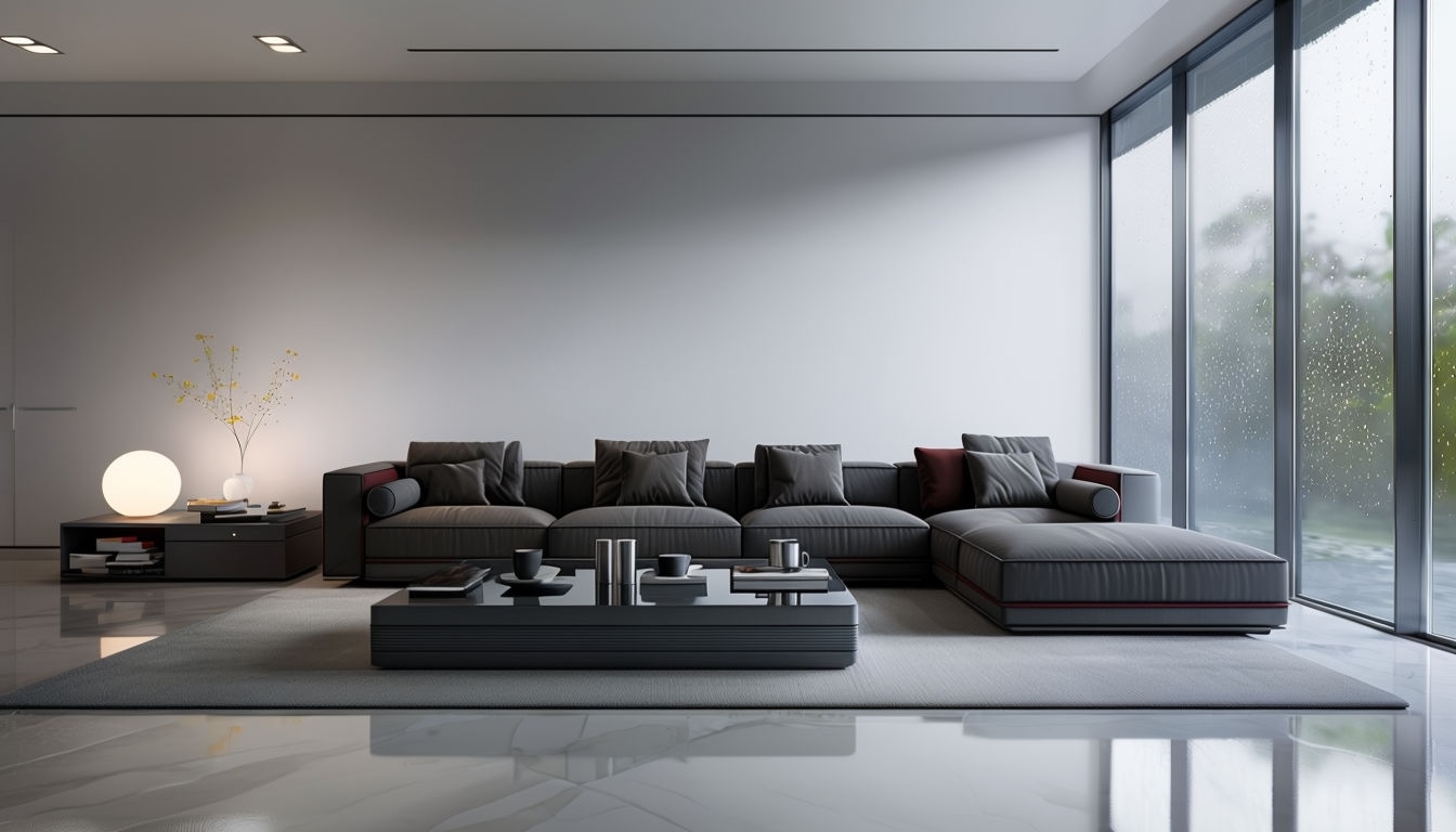 Modern Minimalist Living Room Virtual Background Design
