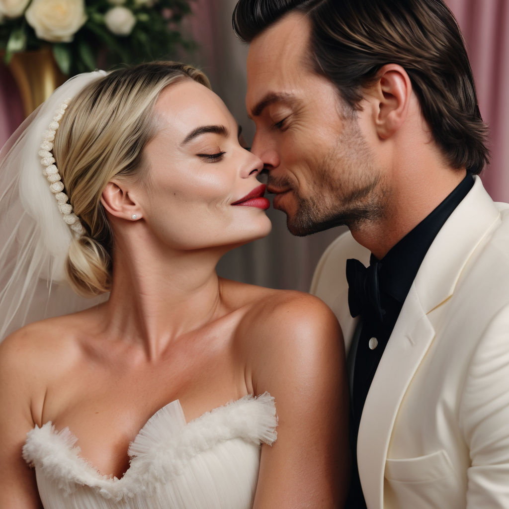 Margot Robbie kissing Madelyn Cline on the lips