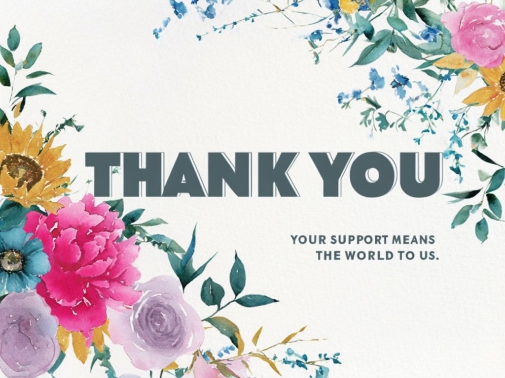 Vibrant Modern Thank You Card with Watercolor Floral Design Cards & Invite