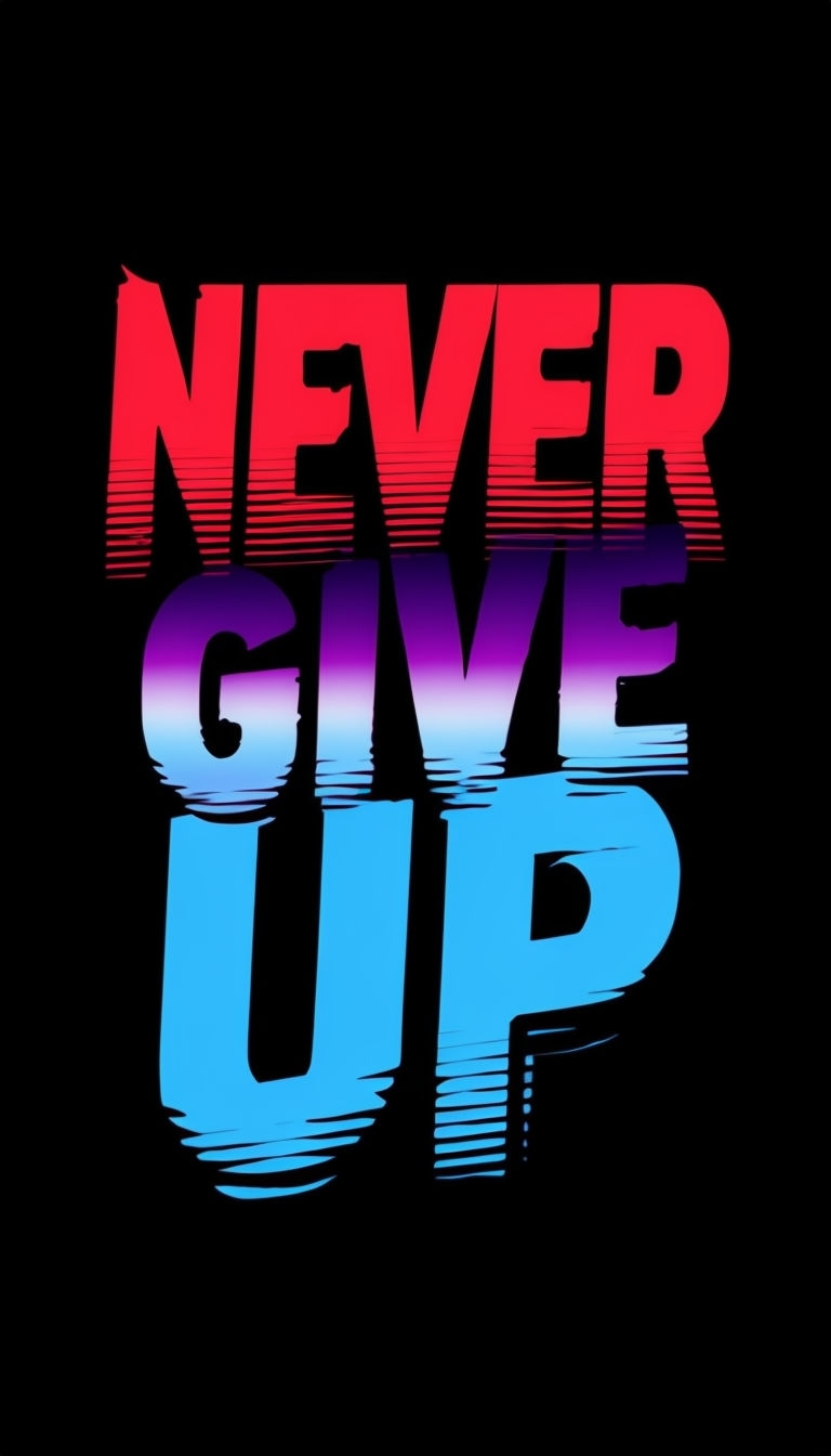 Dynamic Never Give Up Motivational Graphic T-Shirt