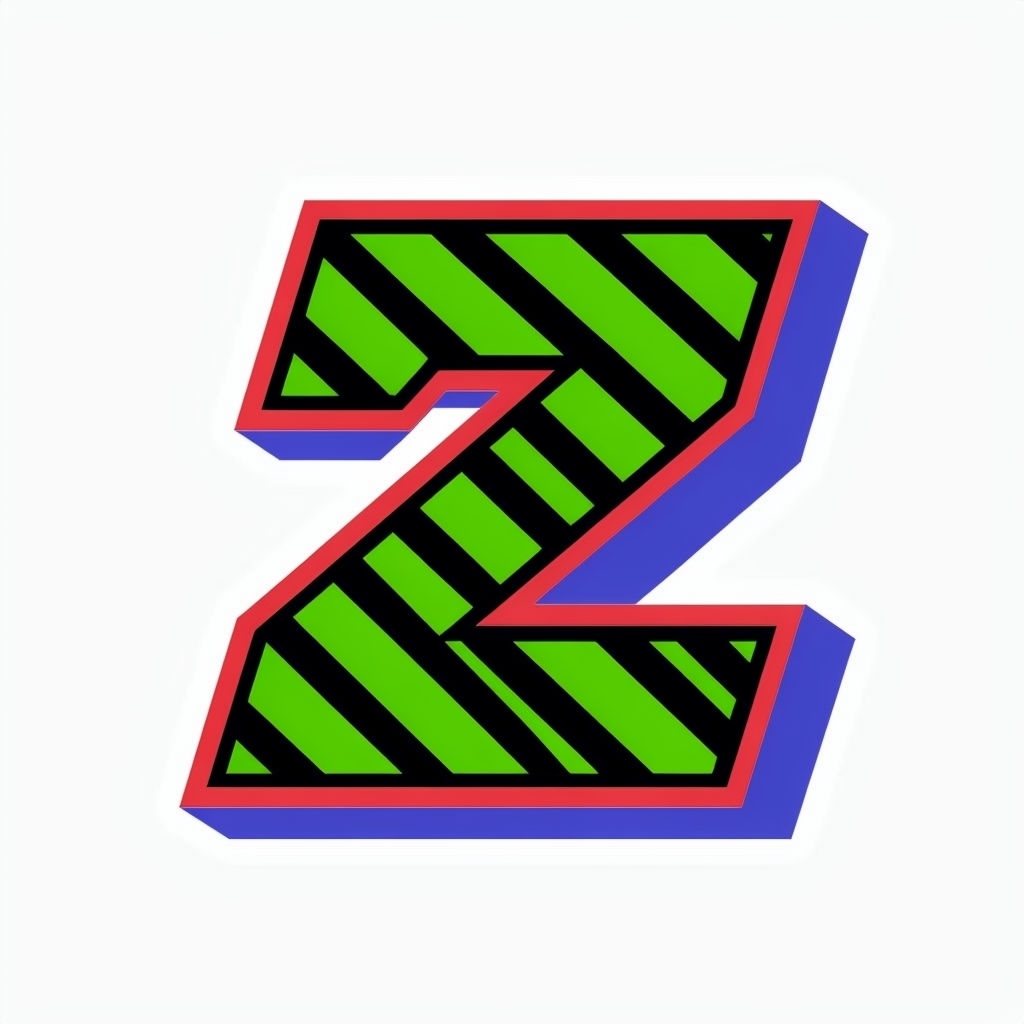 Bold Stripe Pattern Monogram Letter Z Illustration Sticker