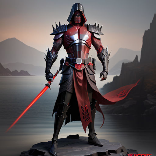 Full body image of male sith lord with red samurai chest arm... by ...