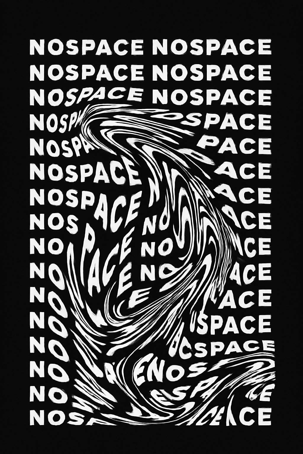 Bold Black and White NOSPACE Graphic Design T-shirt
