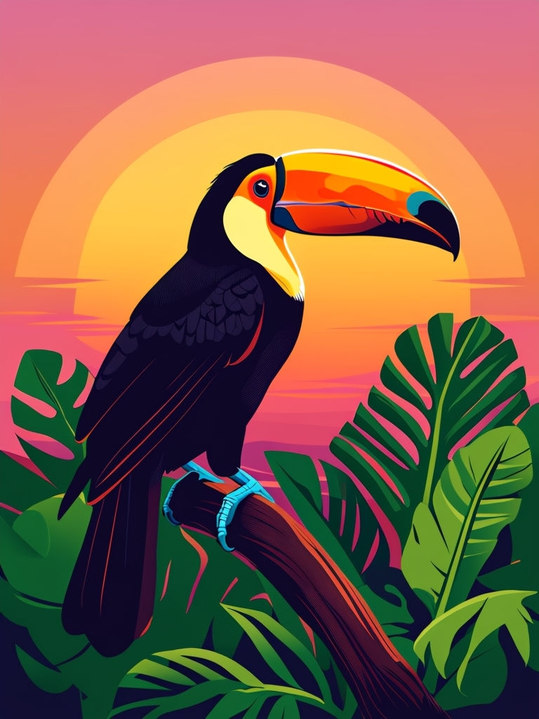 Vibrant Tropical Toucan Illustration T-Shirt
