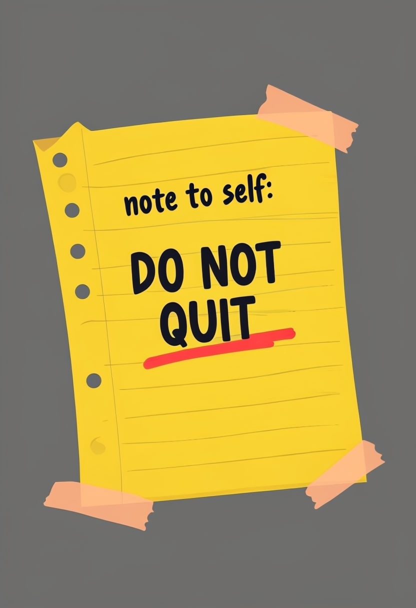 Motivational 'Do Not Quit' Cartoon Notebook Art Illustration