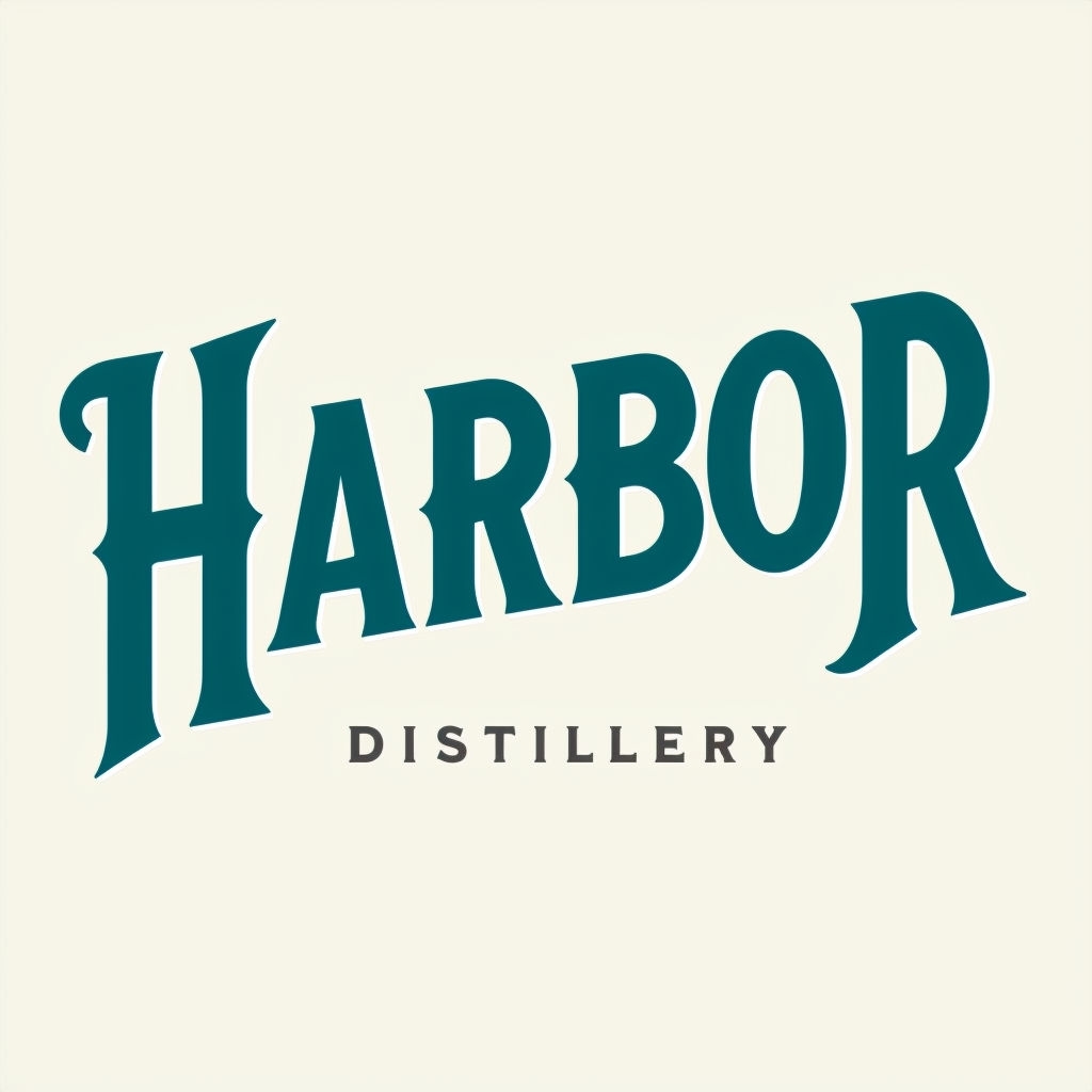 Bold Deep Teal Harbor Distillery Minimalist Logo Design