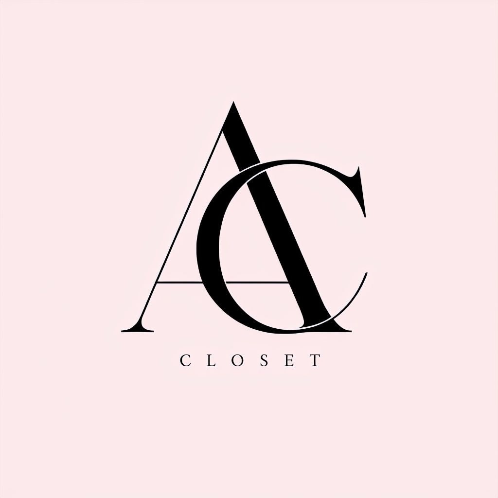 Elegant AC Minimalist Closet Logo Design on Pale Pink Background