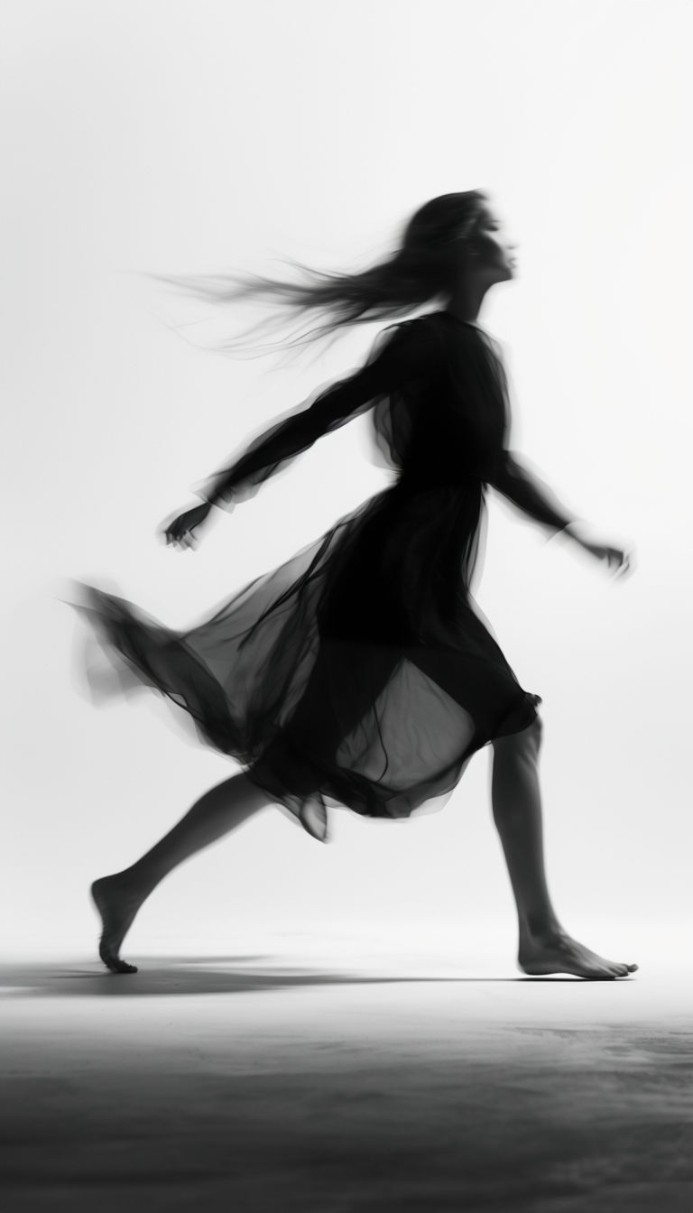 Ethereal Black and White Motion Figure Photography Art