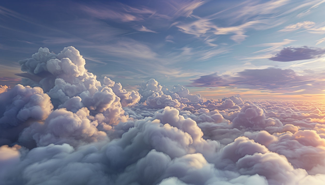 Ethereal Cloud Landscape in Soft Pastel Shades Backgrounds
