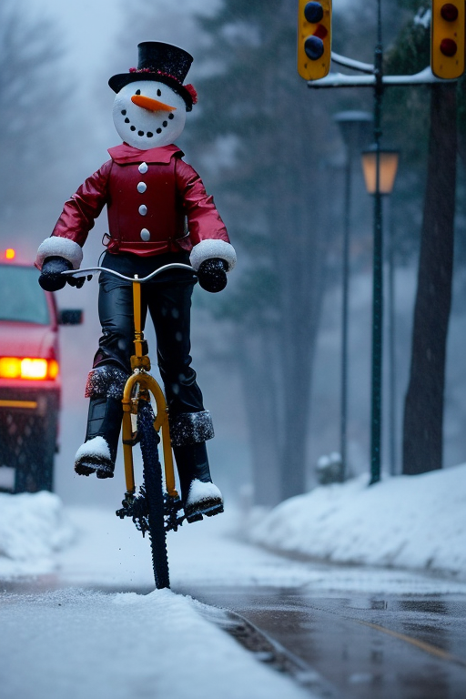 Scene from a unicycle snowmen gigolo's movie (2023) by Shapula Playground