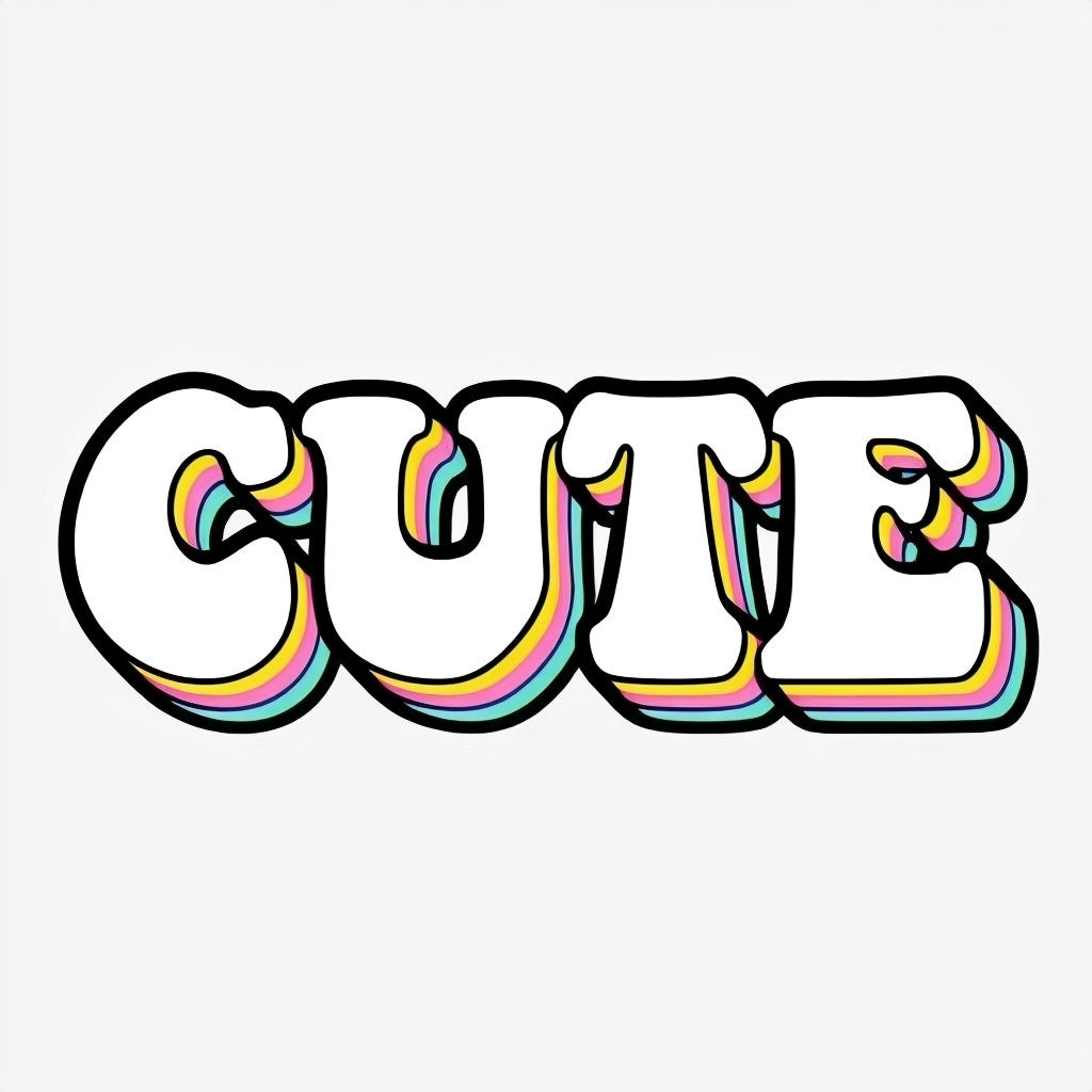 Colorful Retro 'CUTE' Typography Sticker