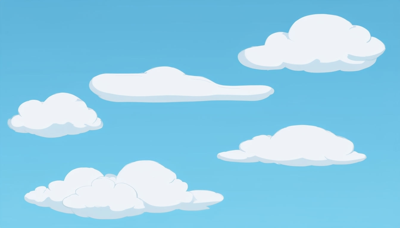 Serene Blue Sky with Fluffy White Clouds Digital Background