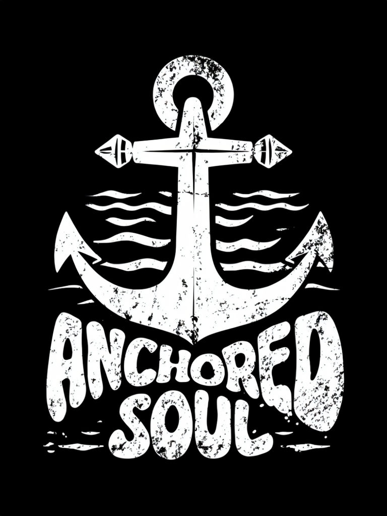 Distressed White Anchor with "Anchored Soul" T-Shirt Design