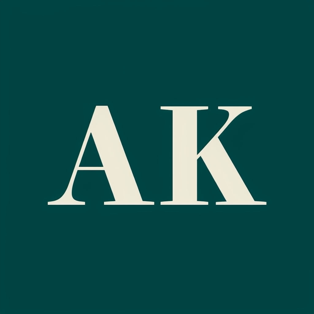 Elegant Minimalist AK Monogram on Teal Background Sticker