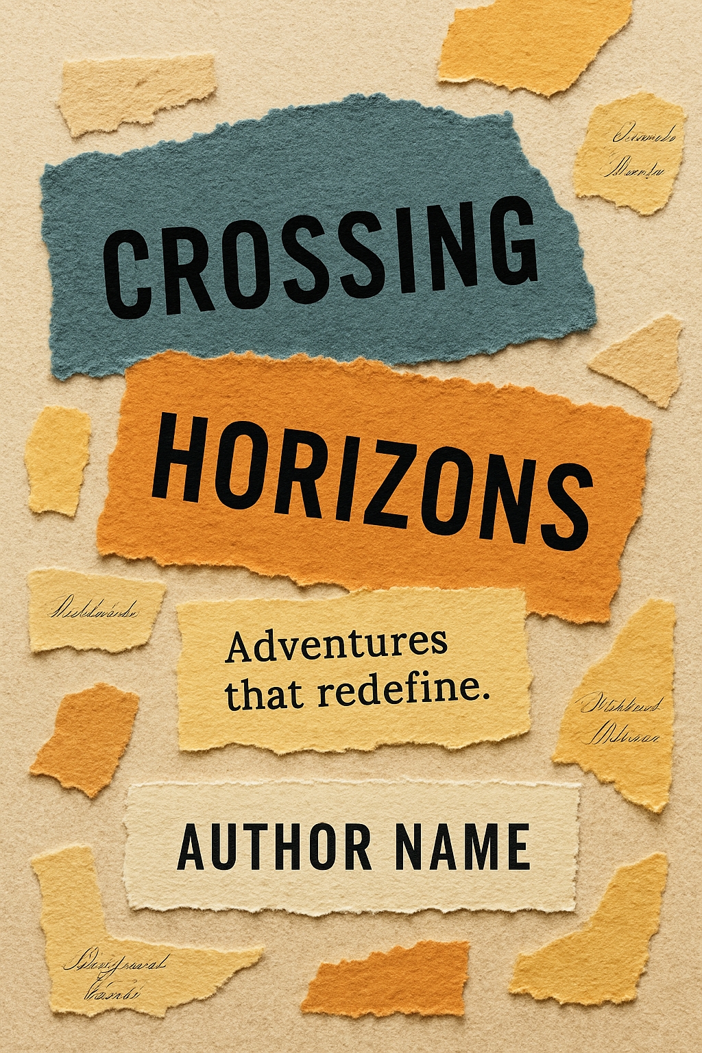 Artistic Torn Paper Design for Crossing Horizons EBook Cover