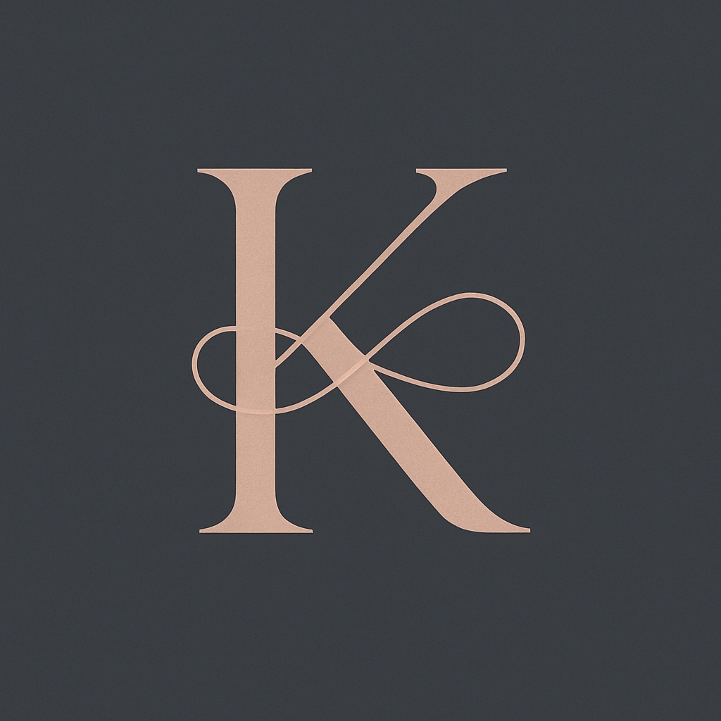 Elegant Serif Letter K Design on Dark Background Monogram