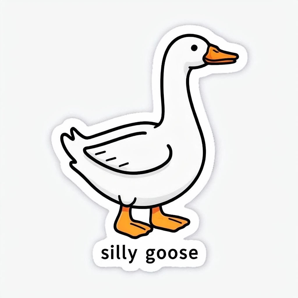 Playful Cartoon Silly Goose Illustration Sticker