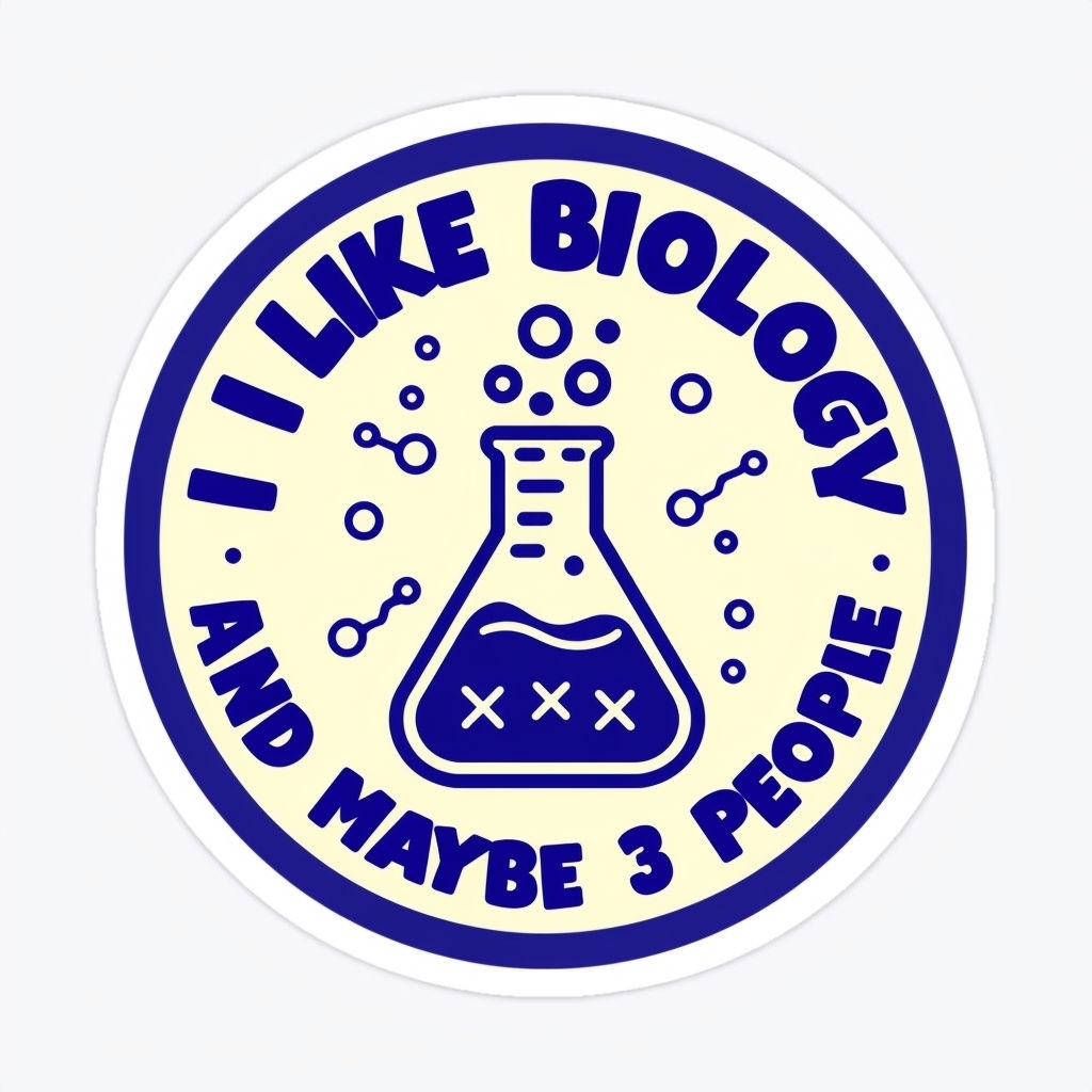 Playful Erlenmeyer Flask Biology Quote Cartoon Sticker