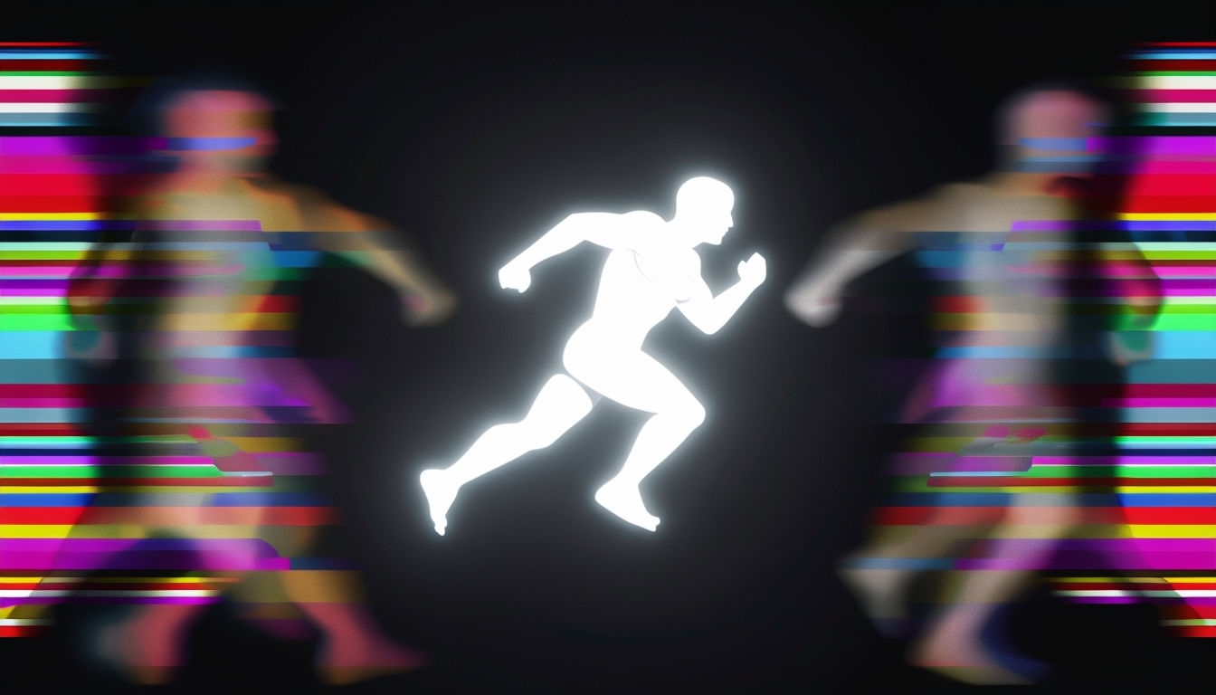 Dynamic Human Silhouette with Colorful Stripes Background for Virtual Backgrounds
