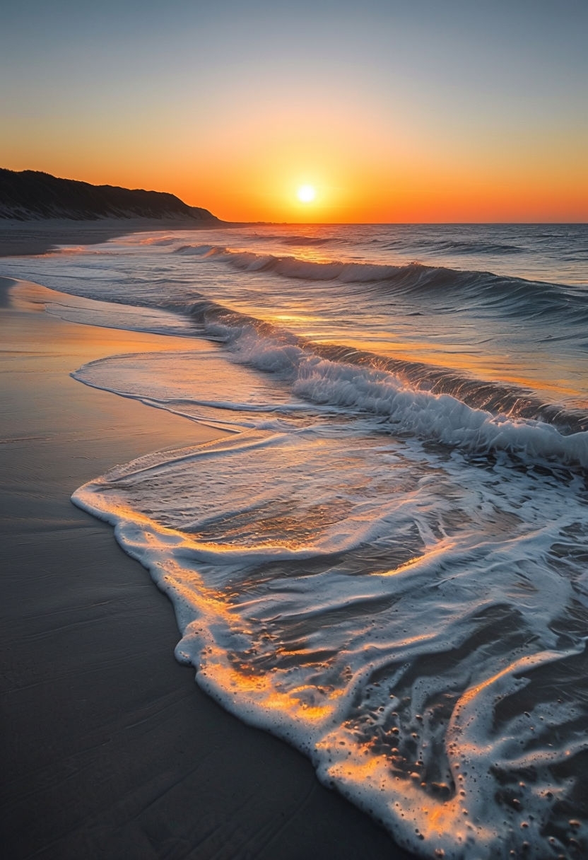 Tranquil Beach Sunset Photograph Capturing Serene Coastal Beauty Art