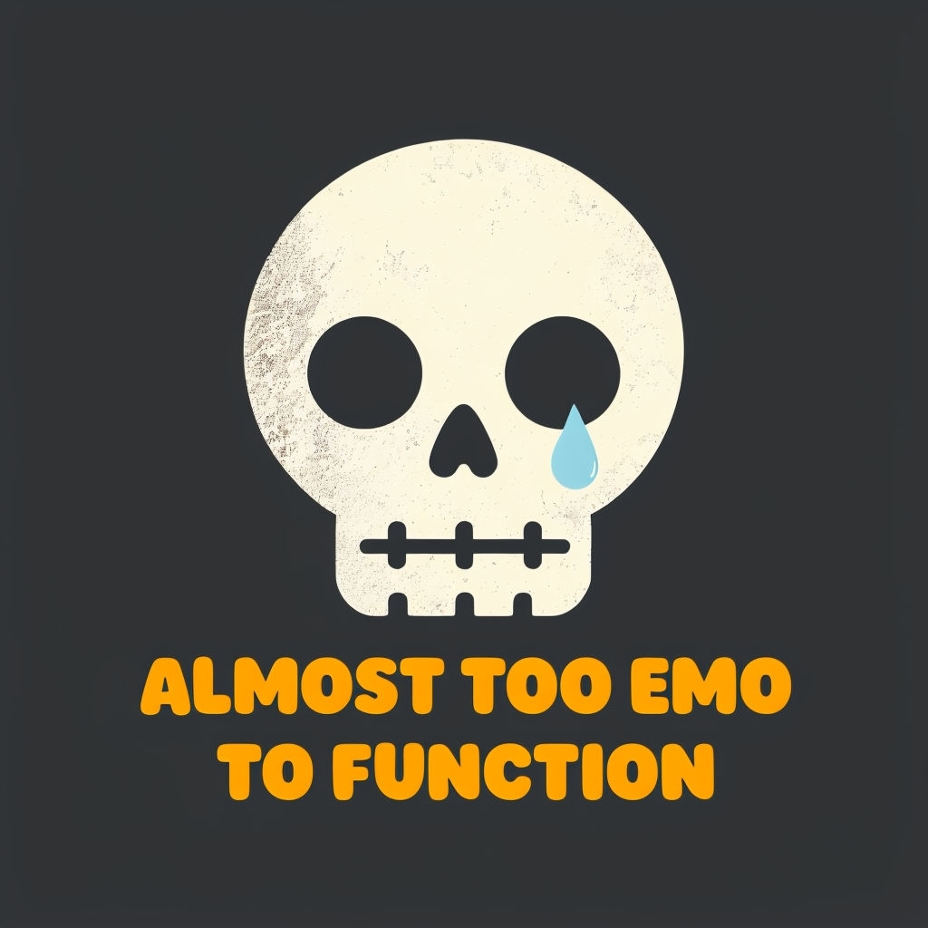 Almost Too Emo to Function Skull Design T-Shirt