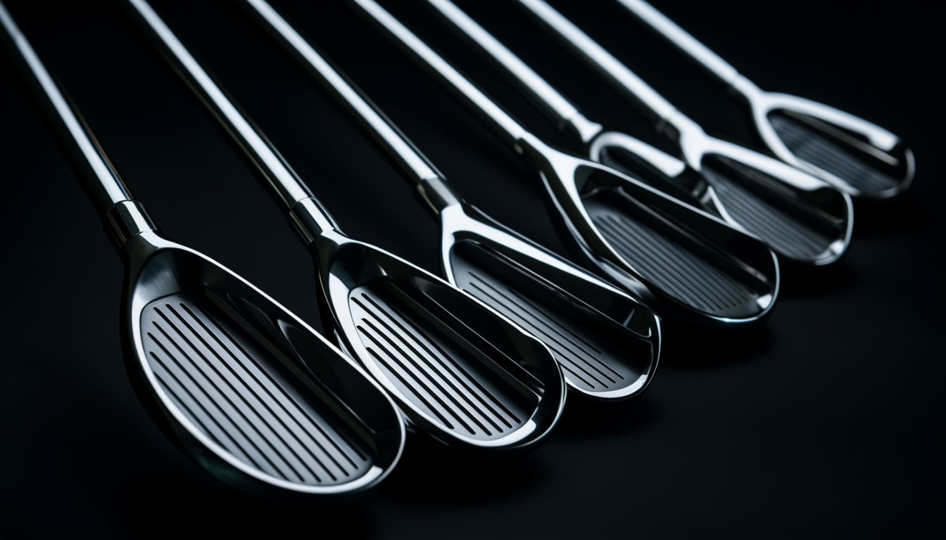 Polished Chrome Golf Clubs Close-Up Professional Backgrounds