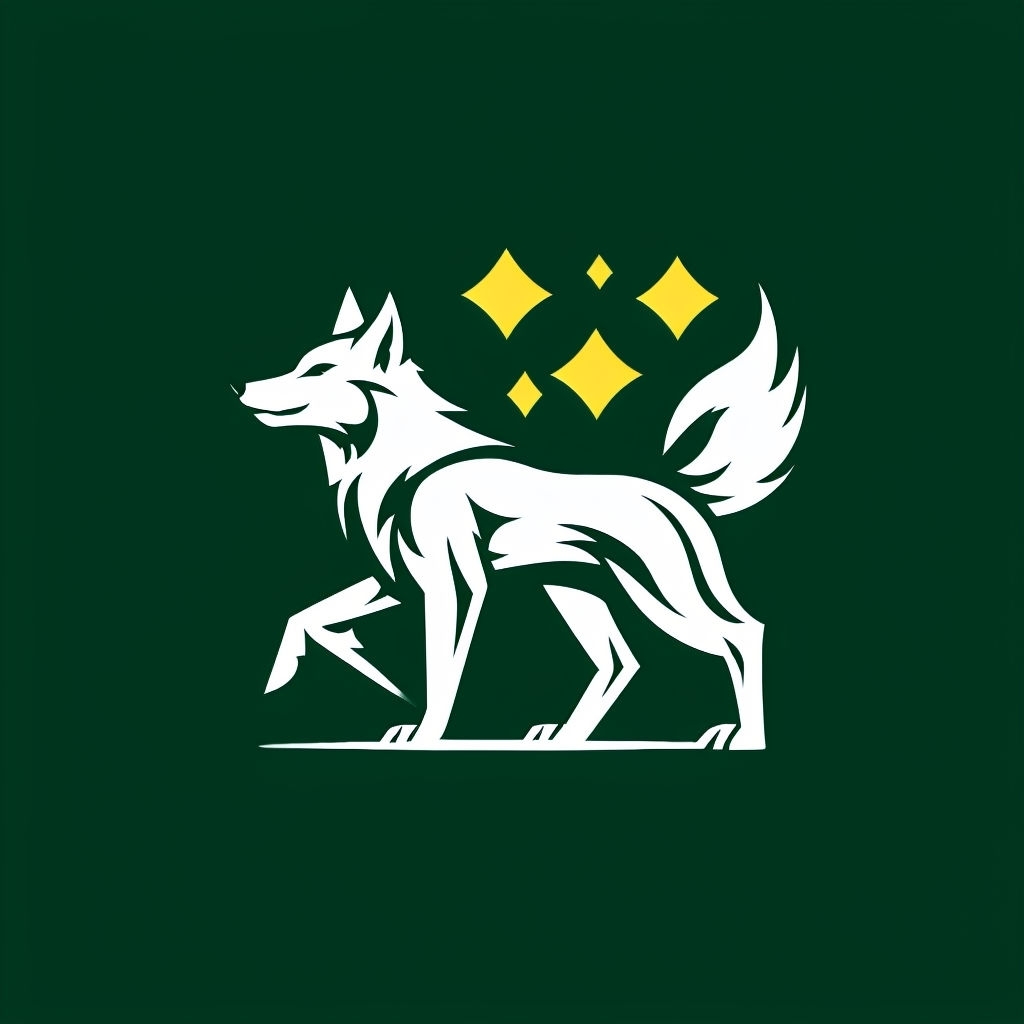 White Stylized Wolf Profile Minimalist Forest Green Logo