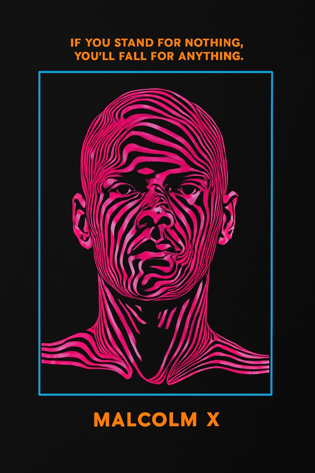 Vibrant Neon Malcolm X Quote Portrait T-Shirt