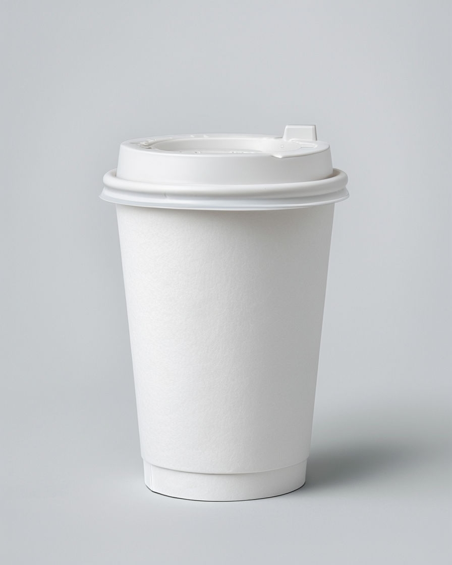 Minimalist White Disposable Paper Cup Mockup