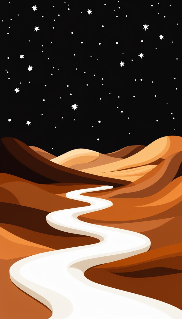 Serene Minimalist Desert Landscape at Night Mobile Wallpaper