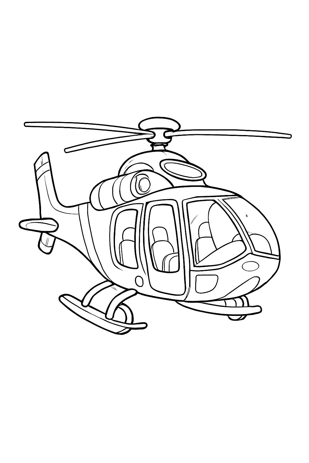 Cartoon Style Helicopter Line Drawing for Kids Coloring Book Pages