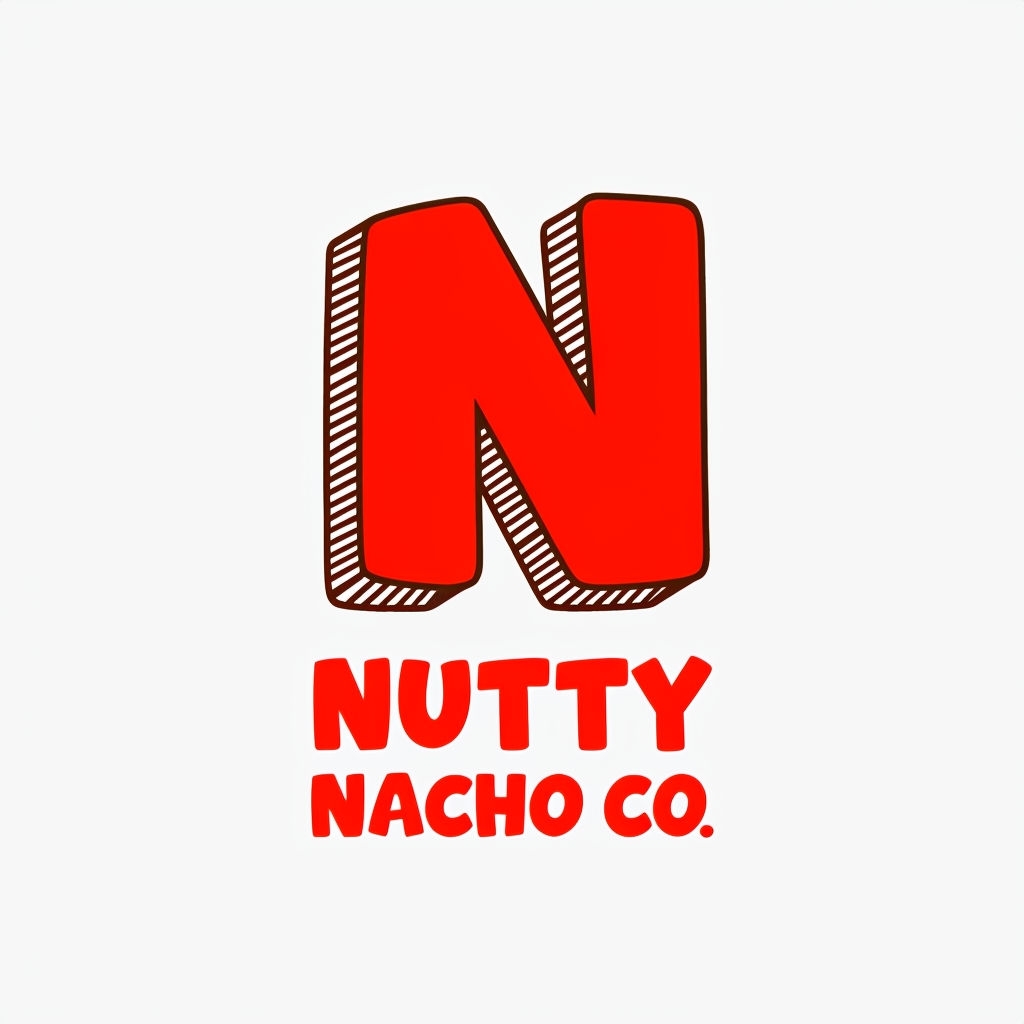 Playful Red Letter N with Zigzag Pattern Logo